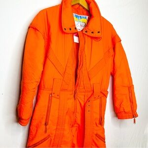 RETRO 80s ISPO Ski Jacket Vibrant Orange Puffer Coat